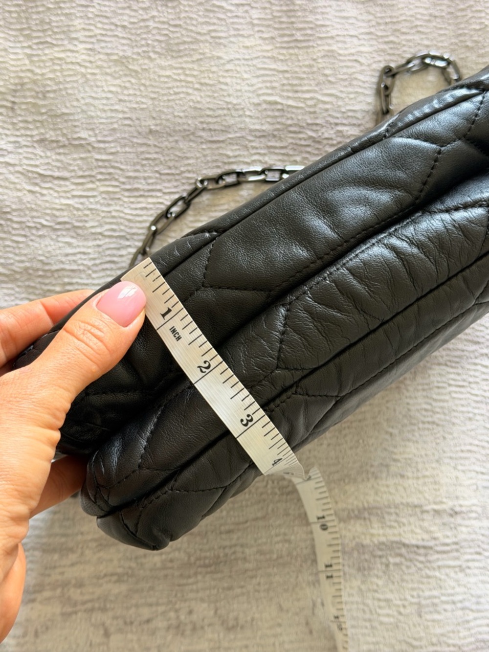 NWOT Zadig & Voltaire Rocky XL Quilted Leather Clutch Chain-Shoulder Bag - Black - Picture 15 of 16